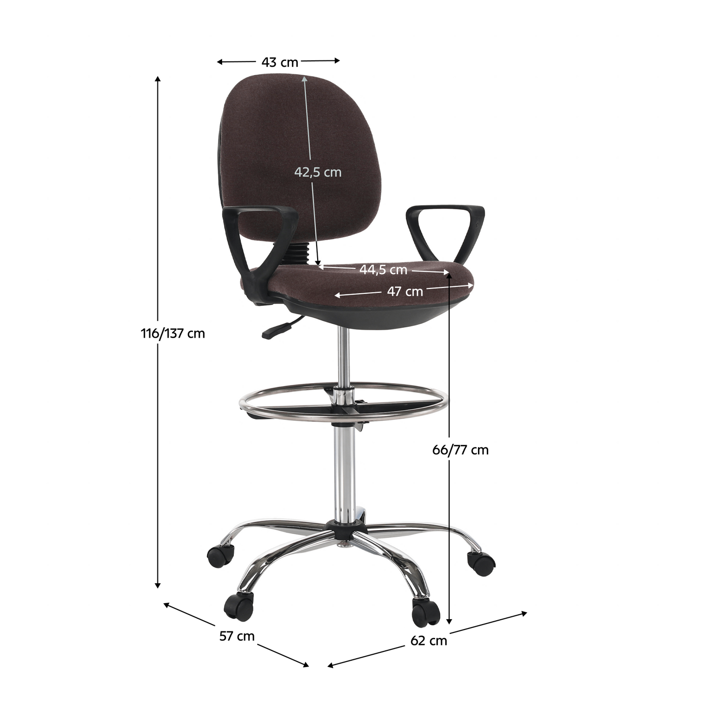 Scaun de lucru ridicat, maro / negru, TAMBER