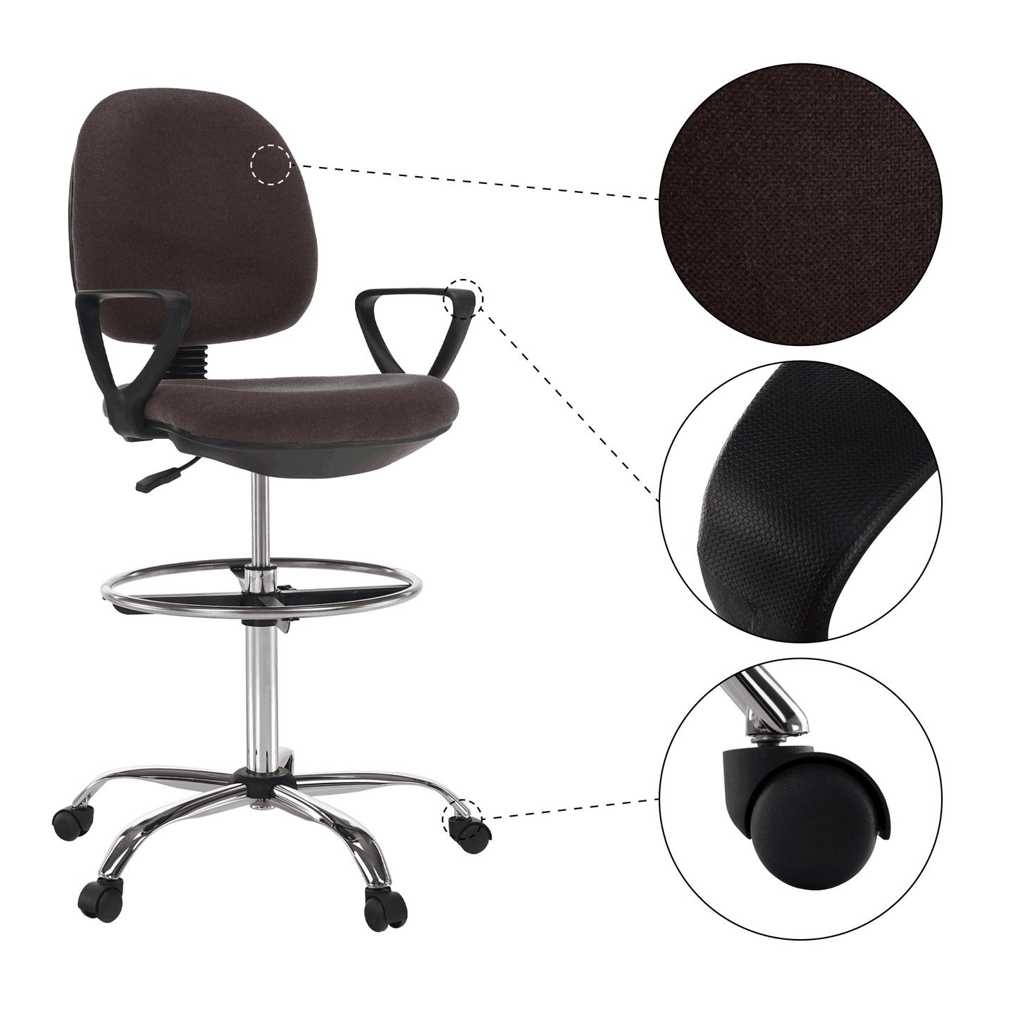 Scaun de lucru ridicat, maro / negru, TAMBER