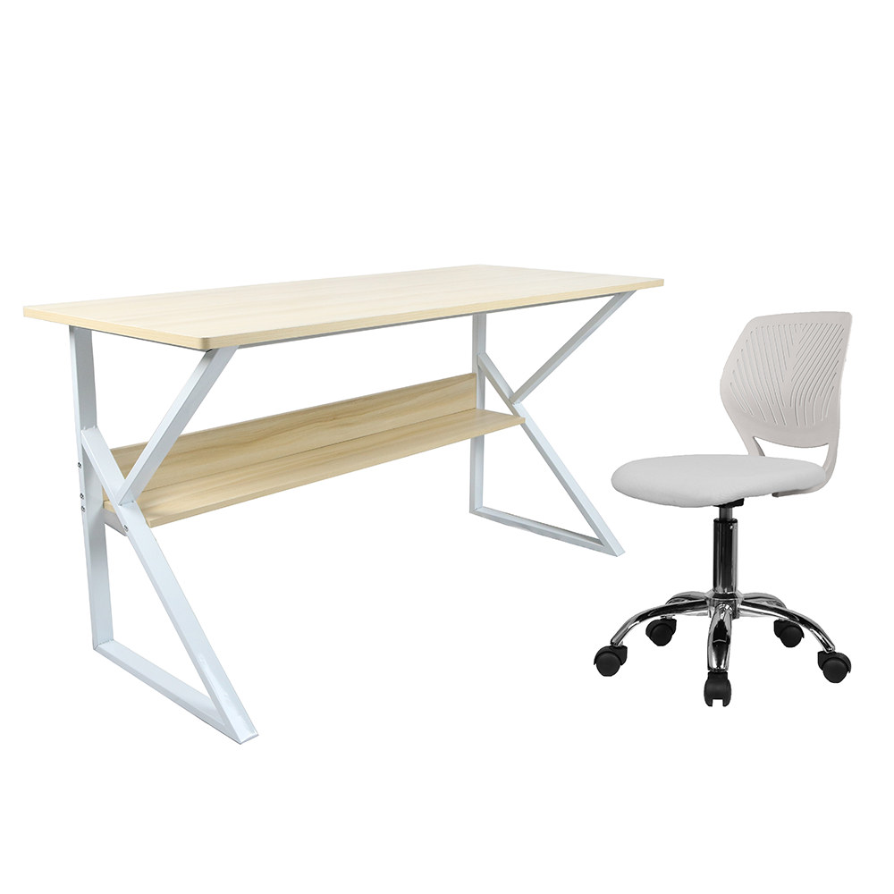 Birou cu raft, stejar natural/alb, TARCAL 140