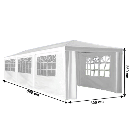 Cort de petrecere de grădină, alb, 3x9 m, TEKNO NEW TIP 3 + 8 feţe