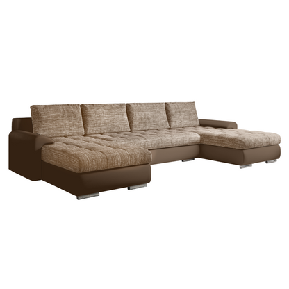 Set canapea universală, piele ecologică maro/melir maro, TOLITA U UNI