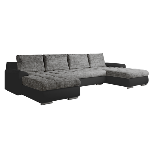Set canapea universal, piele ecologică negru/melir gri, TOLITA U UNI