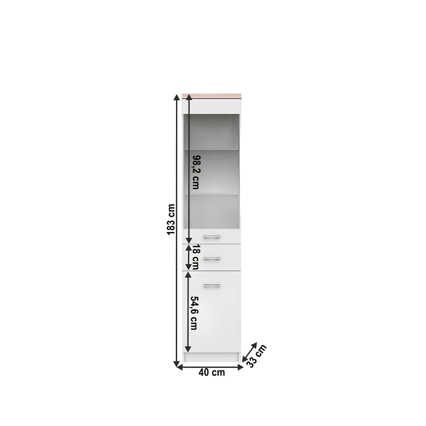 Vitrină 1D1W1S, alb/stejar sonoma, universal, TOPTY TYP 03