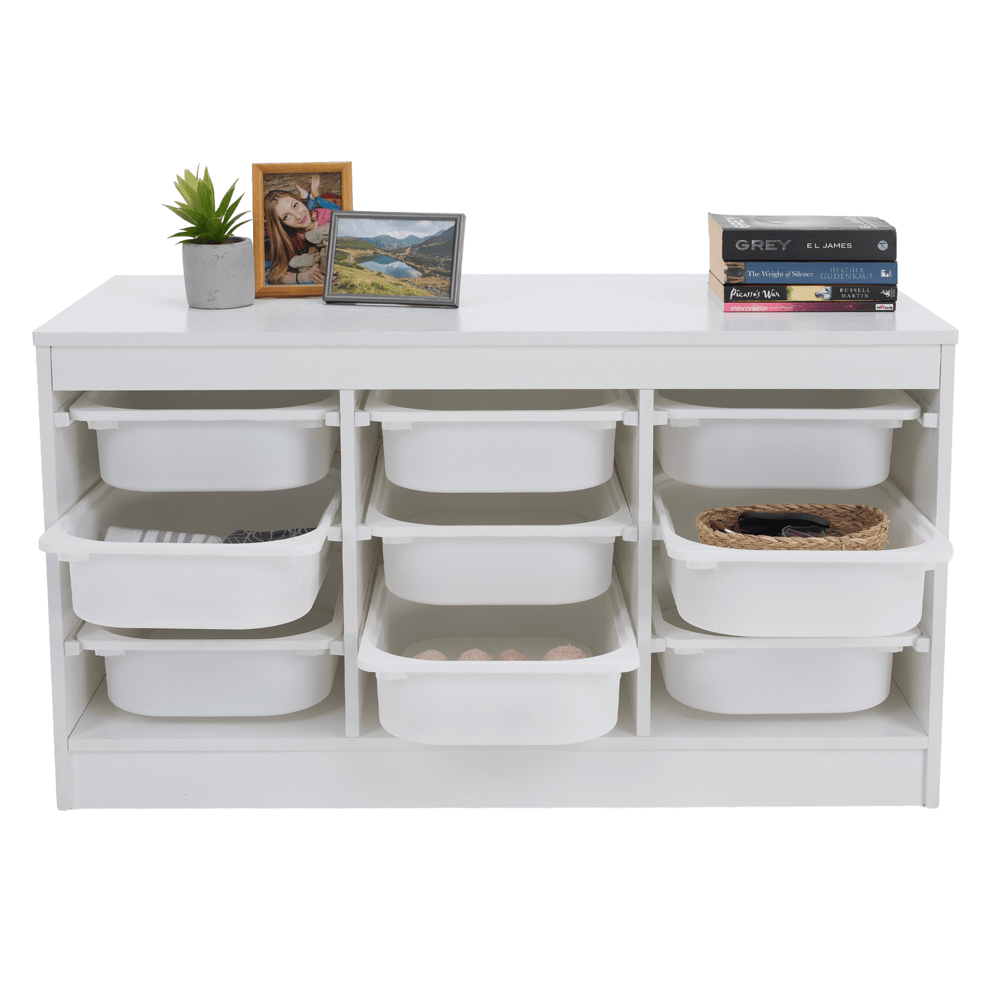 Organizator cu cutii de depozitare, alb, TRIMAL