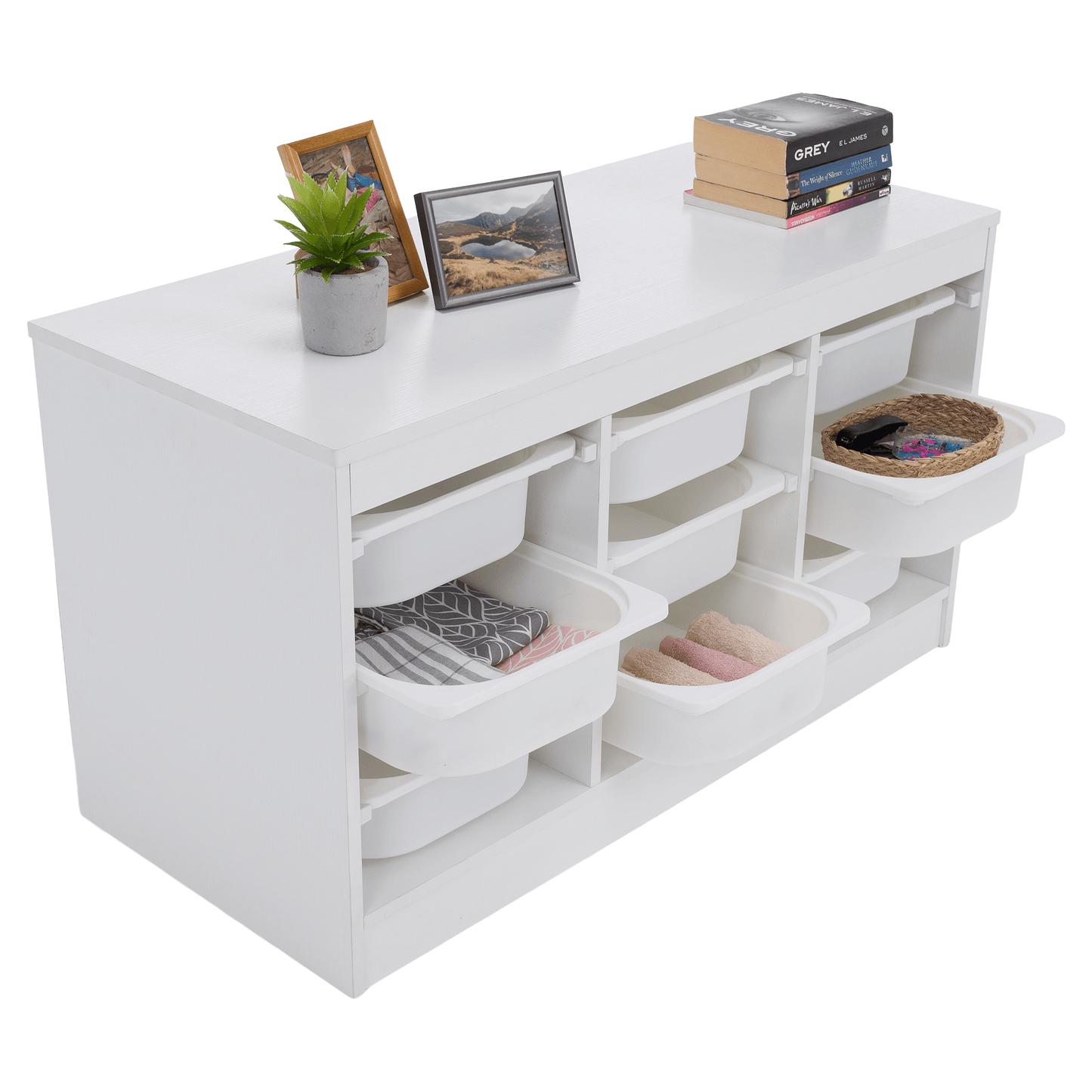 Organizator cu cutii de depozitare, alb, TRIMAL