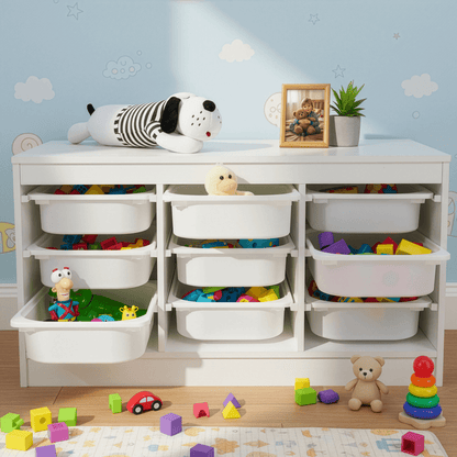 Organizator cu cutii de depozitare, alb, TRIMAL