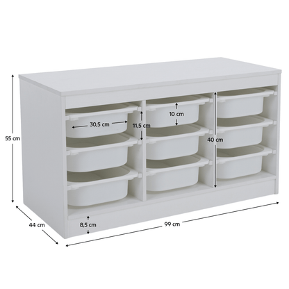 Organizator cu cutii de depozitare, alb, TRIMAL