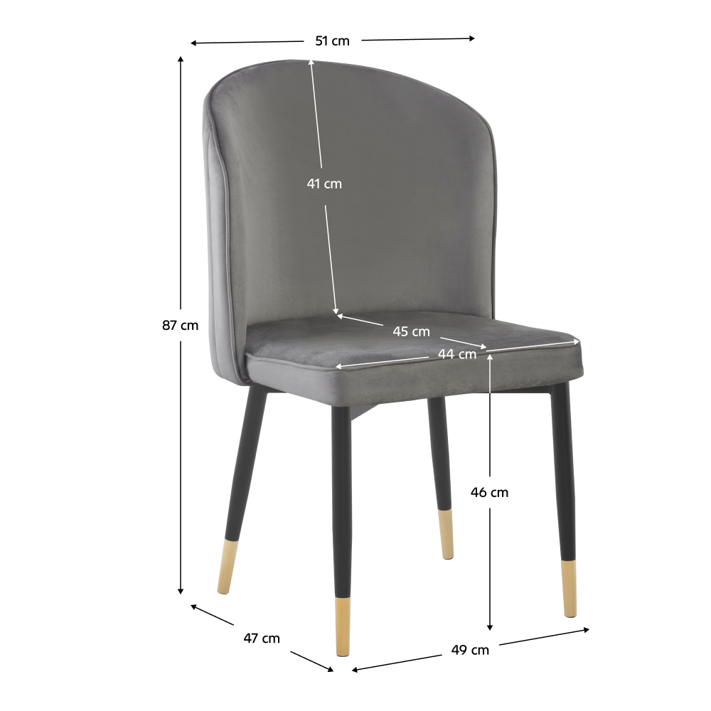 Scaun de sufragerie, ţesătură Velvet gri/negru, UDAJA