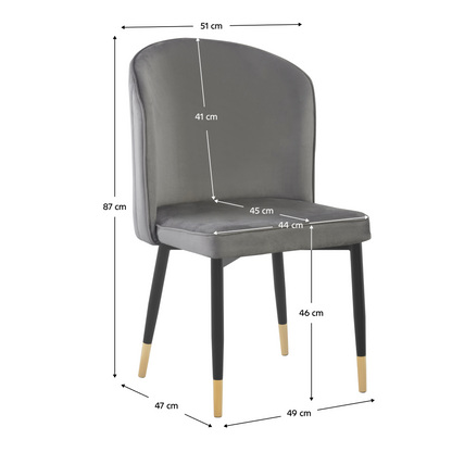 Scaun de sufragerie, ţesătură Velvet gri/negru, UDAJA