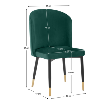 Scaun de sufragerie, ţesătură Velvet verde/negru, UDAJA
