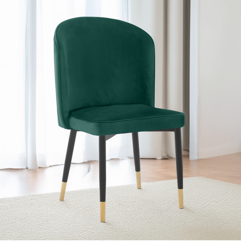 Scaun de sufragerie, ţesătură Velvet verde/negru, UDAJA