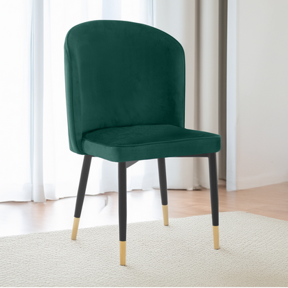 Scaun de sufragerie, ţesătură Velvet verde/negru, UDAJA