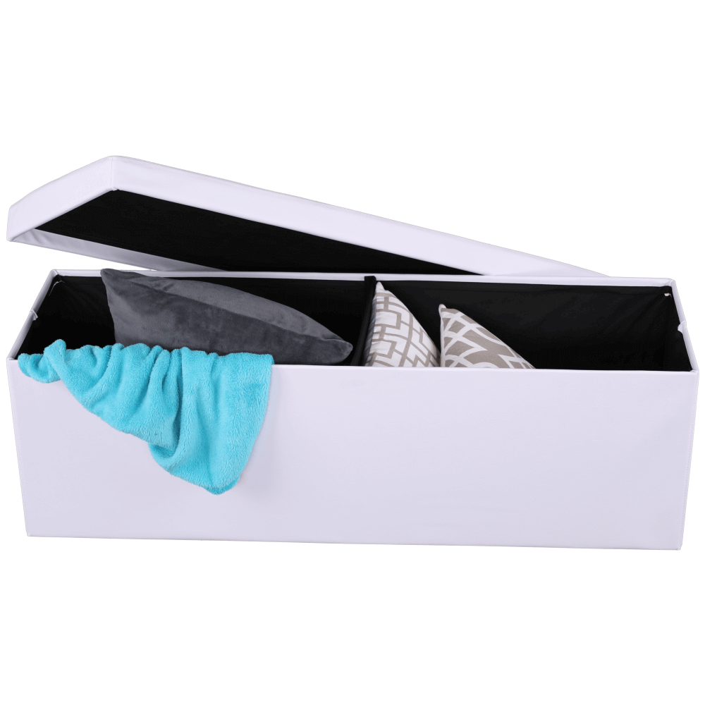 Taburet pliabil, piele eco alb, ZAMIRA