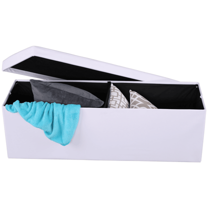 Taburet pliabil, piele eco alb, ZAMIRA