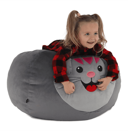 Fotoliu tip sac, material textil gri, BABY TIPUL 1