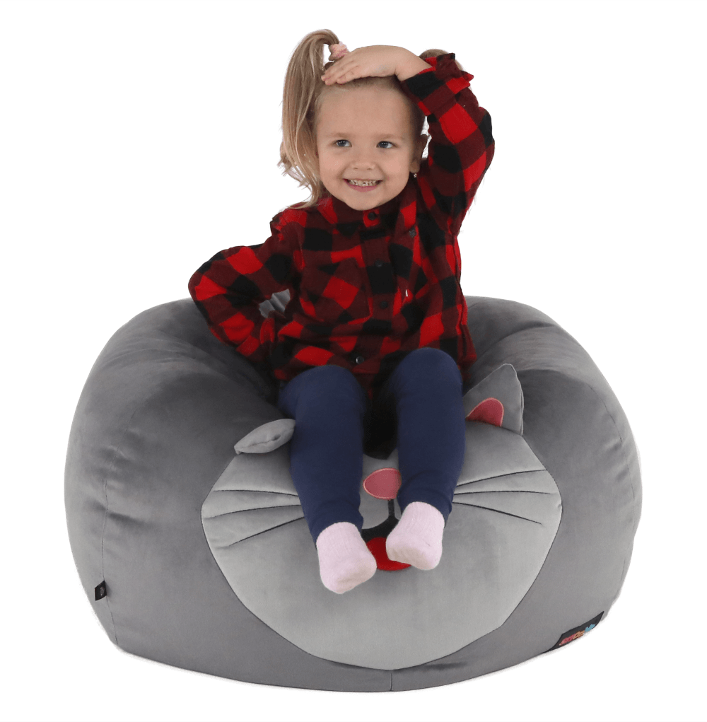 Fotoliu tip sac, material textil gri, BABY TIPUL 1