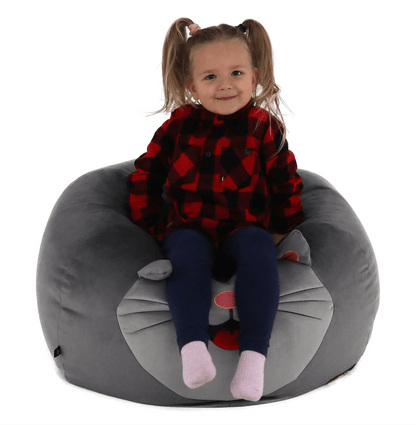 Fotoliu tip sac, material textil gri, BABY TIPUL 1