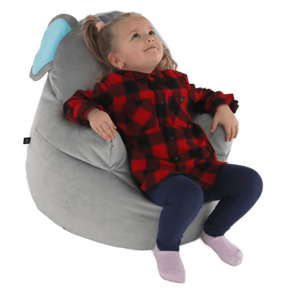 Fotoliu tip sac, material textil gri, BABY TIPUL 2