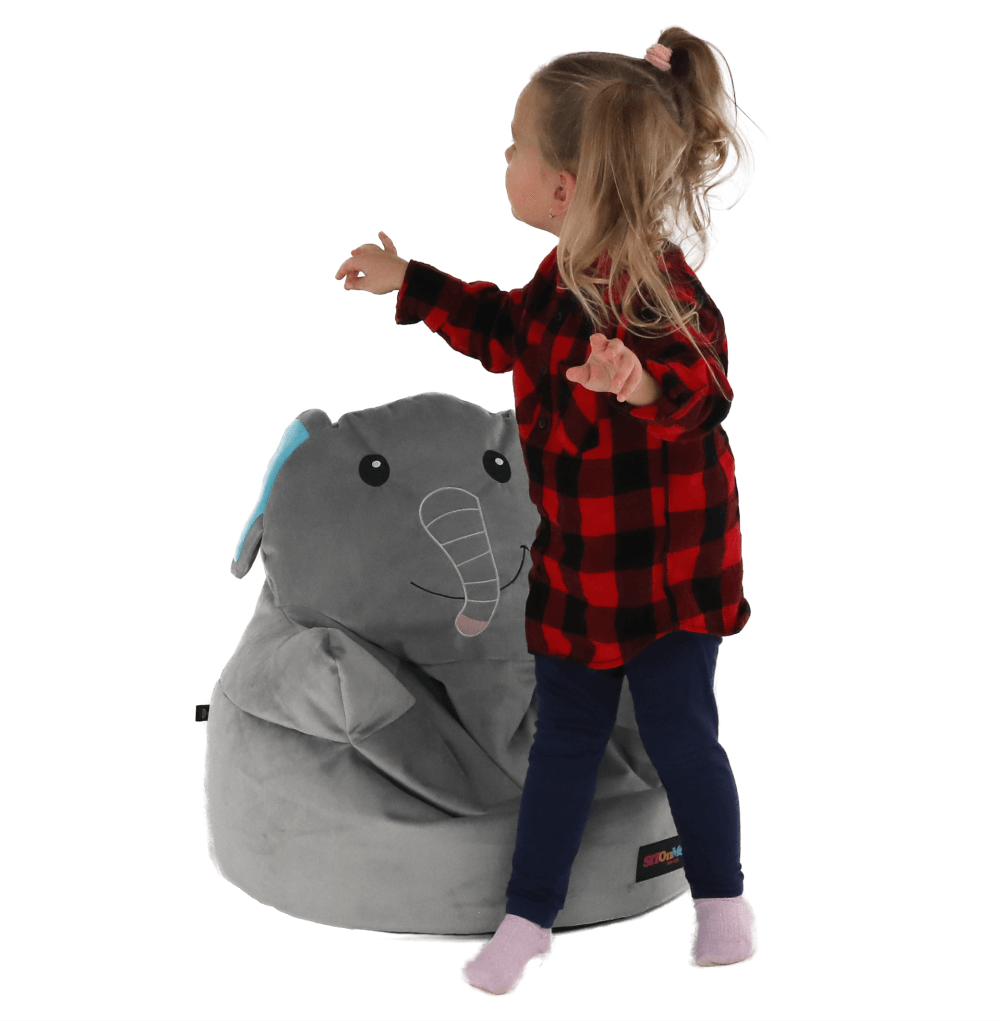 Fotoliu tip sac, material textil gri, BABY TIPUL 2