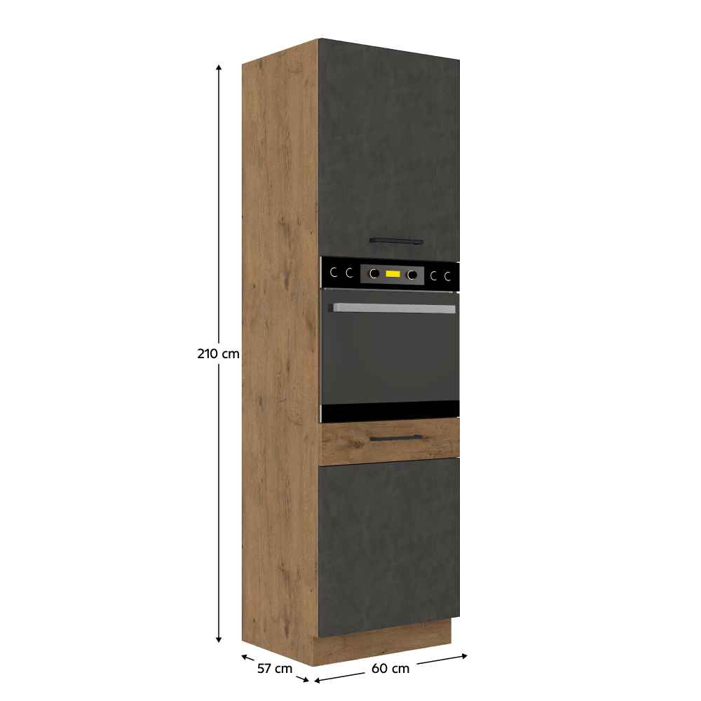 Dulap înalt, stejar lancelot/gri mat, VEGA 60 DP-210 2F