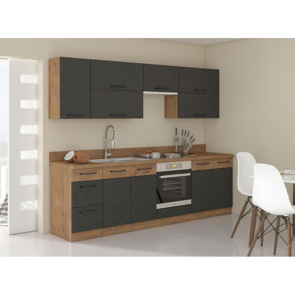Dulap inferior, gri mat/stejar lancelot, VEGA 60 D GAZ BB