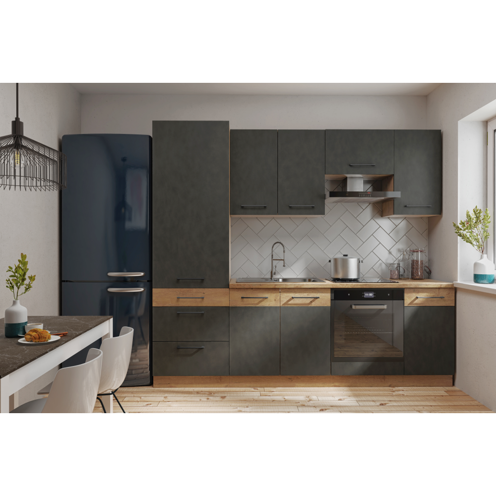 Uşă pentru maşina de spălat vase încorporată, gri mat/stejar lancelot, VEGA ZM 713x446