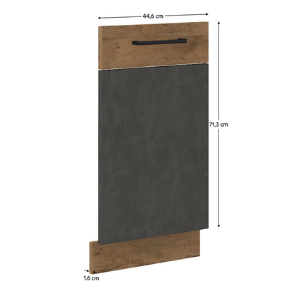 Uşă pentru maşina de spălat vase încorporată, gri mat/stejar lancelot, VEGA ZM 713x446