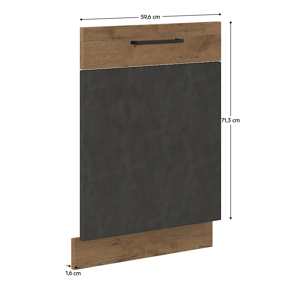 Uşă pentru maşina de spălat vase încorporată, gri mat/stejar lancelot, VEGA ZM 713x596