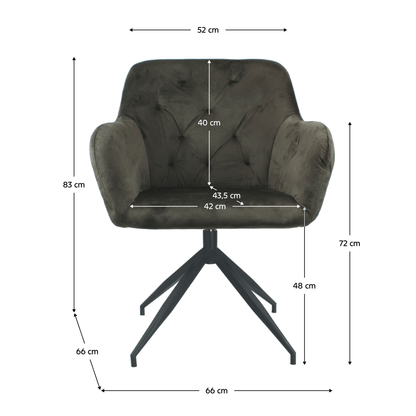 Scaun pivotant, ţesătură de catifea maro/negru, VELEZA NEW