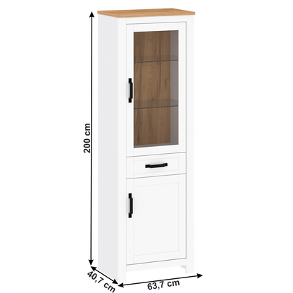 Vitrină, alb alba / stejar craft auriu, LANZETTE A