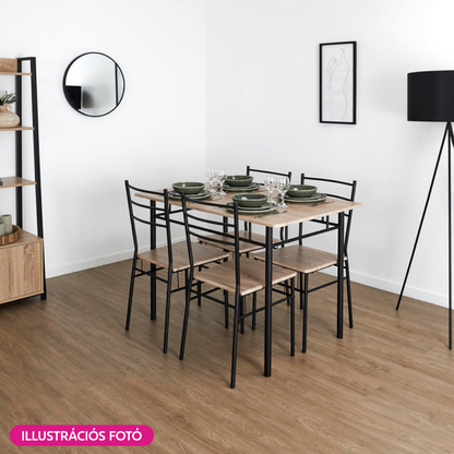 Set de sufragerie 1+4, stejar sonoma/negru, MAKO