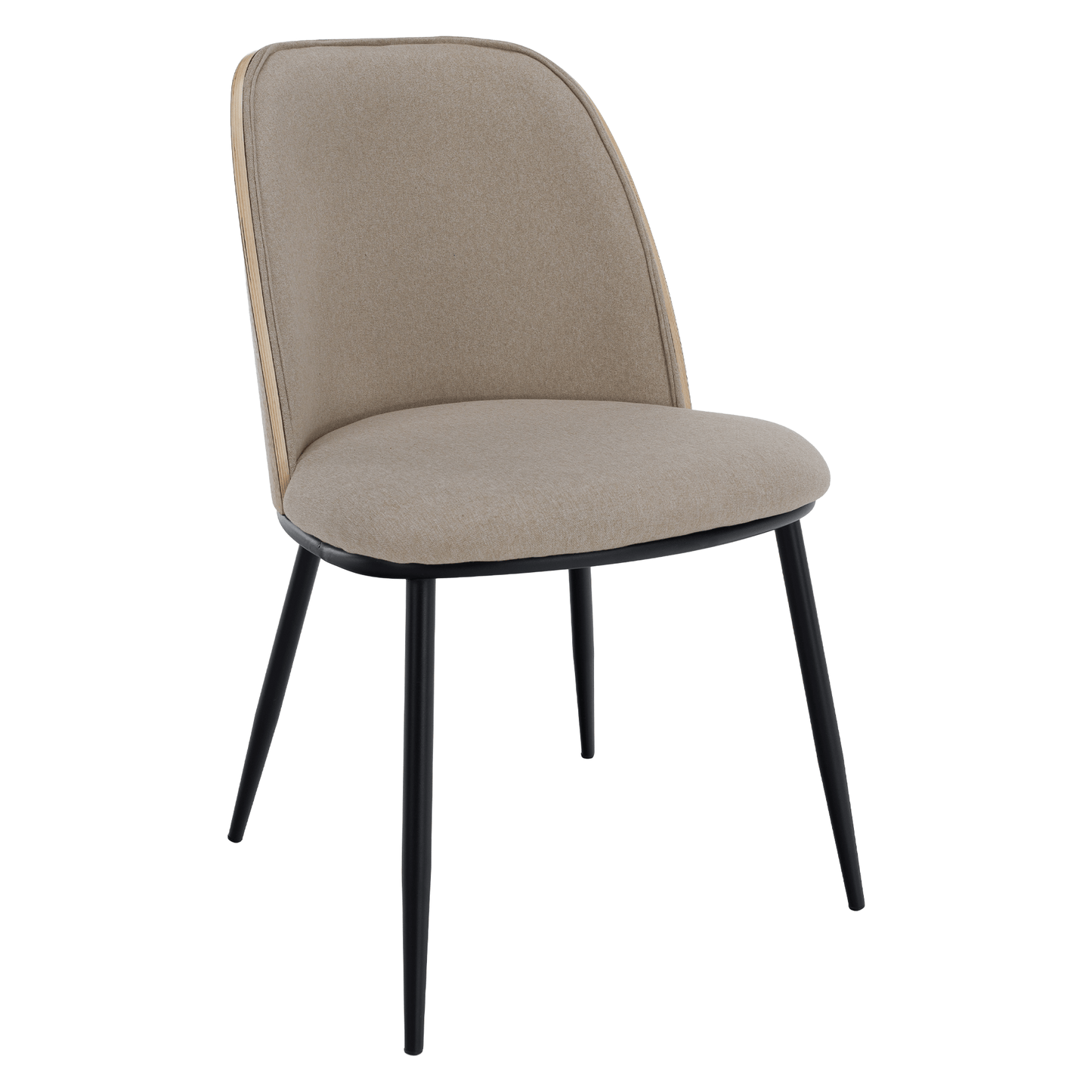 Scaun de sufragerie, bej-maroniu/lemn natural/negru, VUDIA