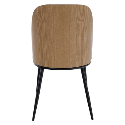 Scaun de sufragerie, bej-maroniu/lemn natural/negru, VUDIA