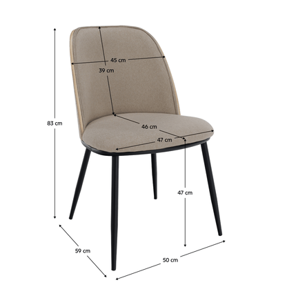 Scaun de sufragerie, bej-maroniu/lemn natural/negru, VUDIA
