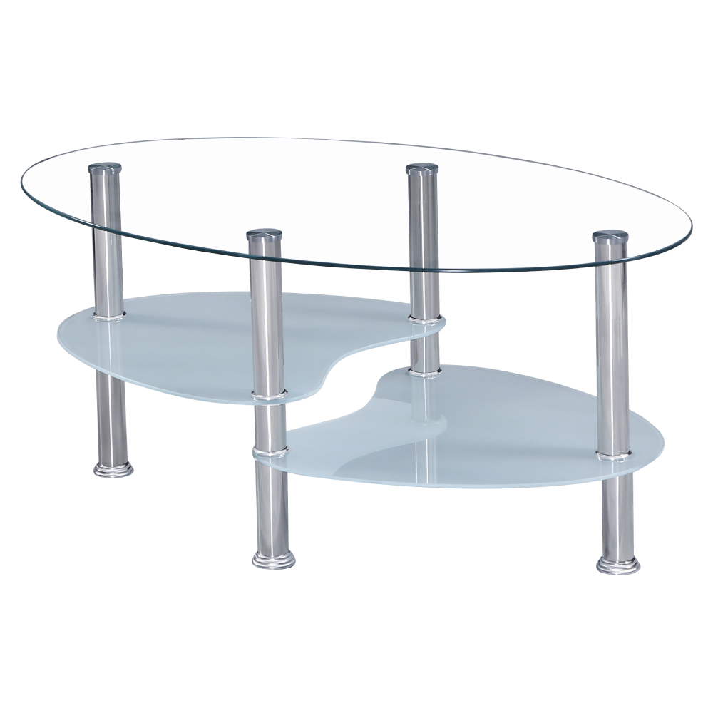 Măsuţă de cafea, oţel/sticlă transparentă/sticlă  de culoarea laptelui, WAVE NEW