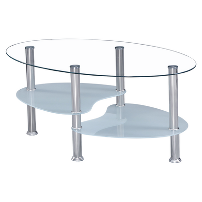 Măsuţă de cafea, oţel/sticlă transparentă/sticlă  de culoarea laptelui, WAVE NEW