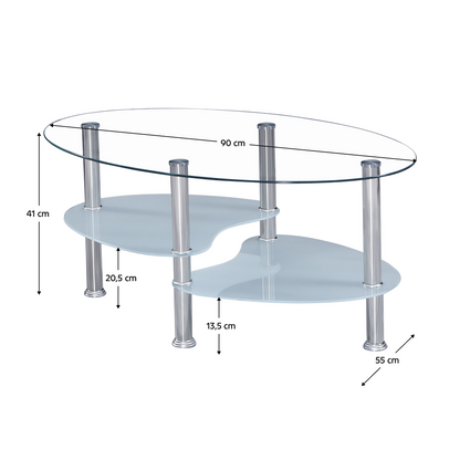 Măsuţă de cafea, oţel/sticlă transparentă/sticlă  de culoarea laptelui, WAVE NEW