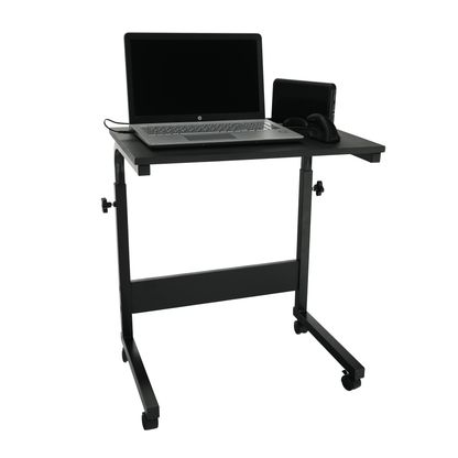 Reglabil birou PC cu roţi, negru, WESTA