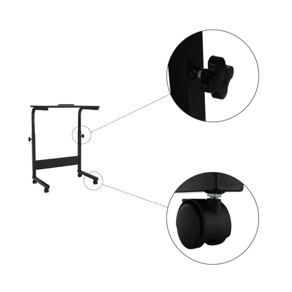 Reglabil birou PC cu roţi, negru, WESTA