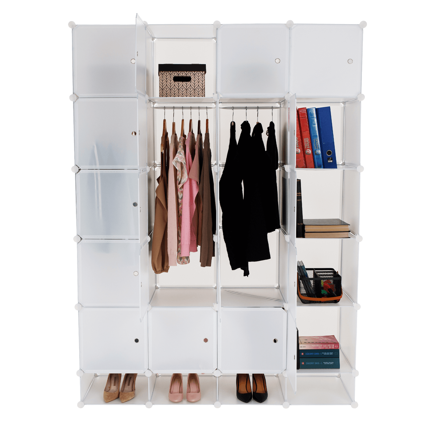 Dulap multifuncţional modular, alb, ZAFOD