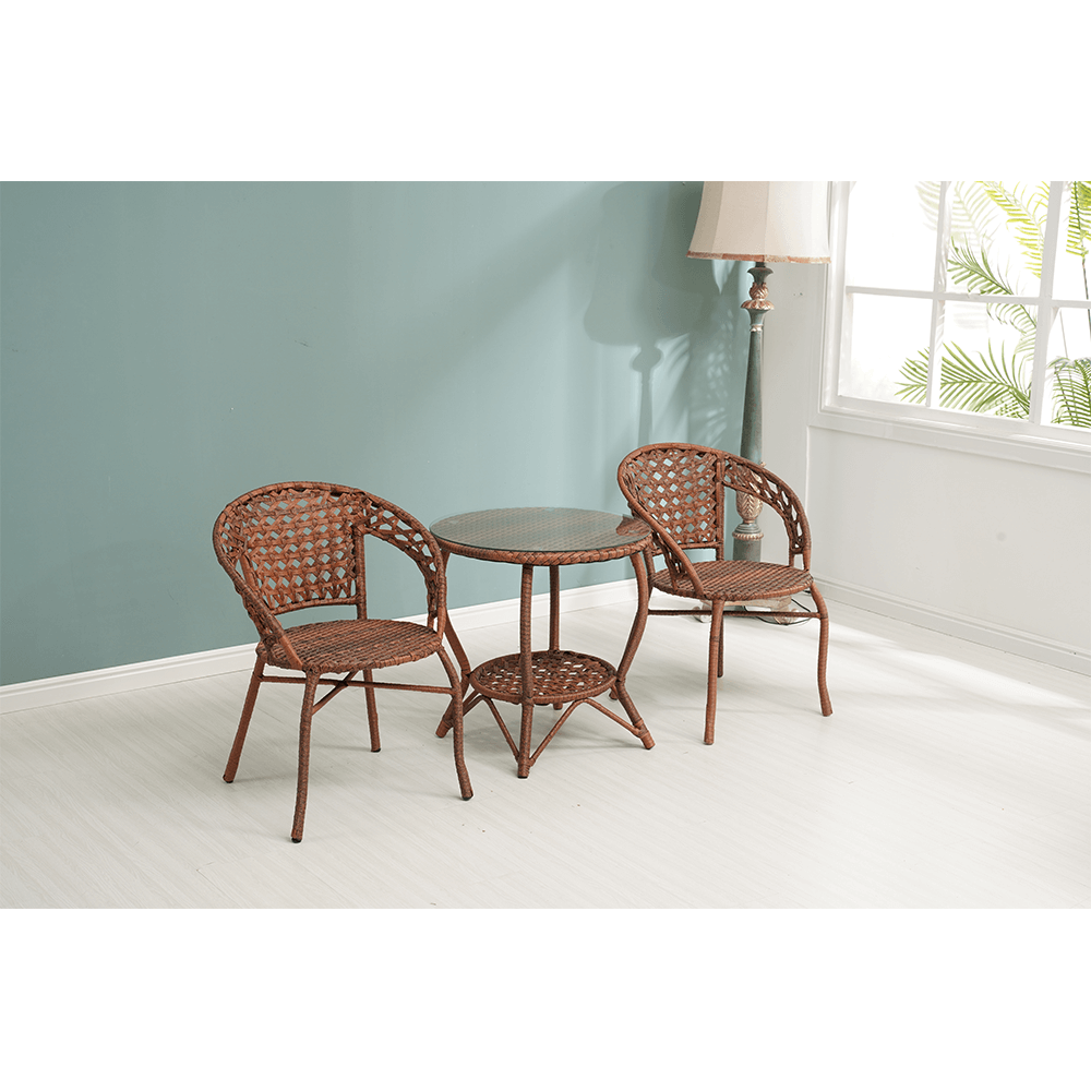 Set de grădină din rattan  1 + 2, maro, JARUB