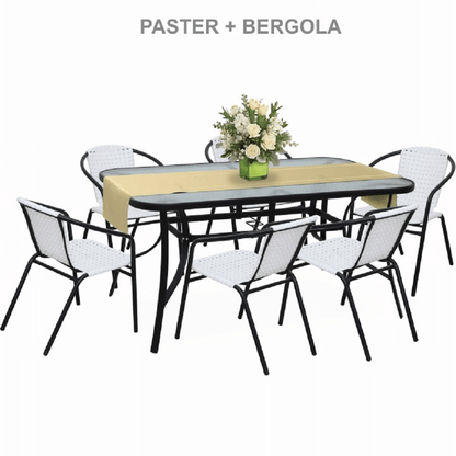Masă dining, sticlă securizată/oţel, 150x90 cm, PASTER