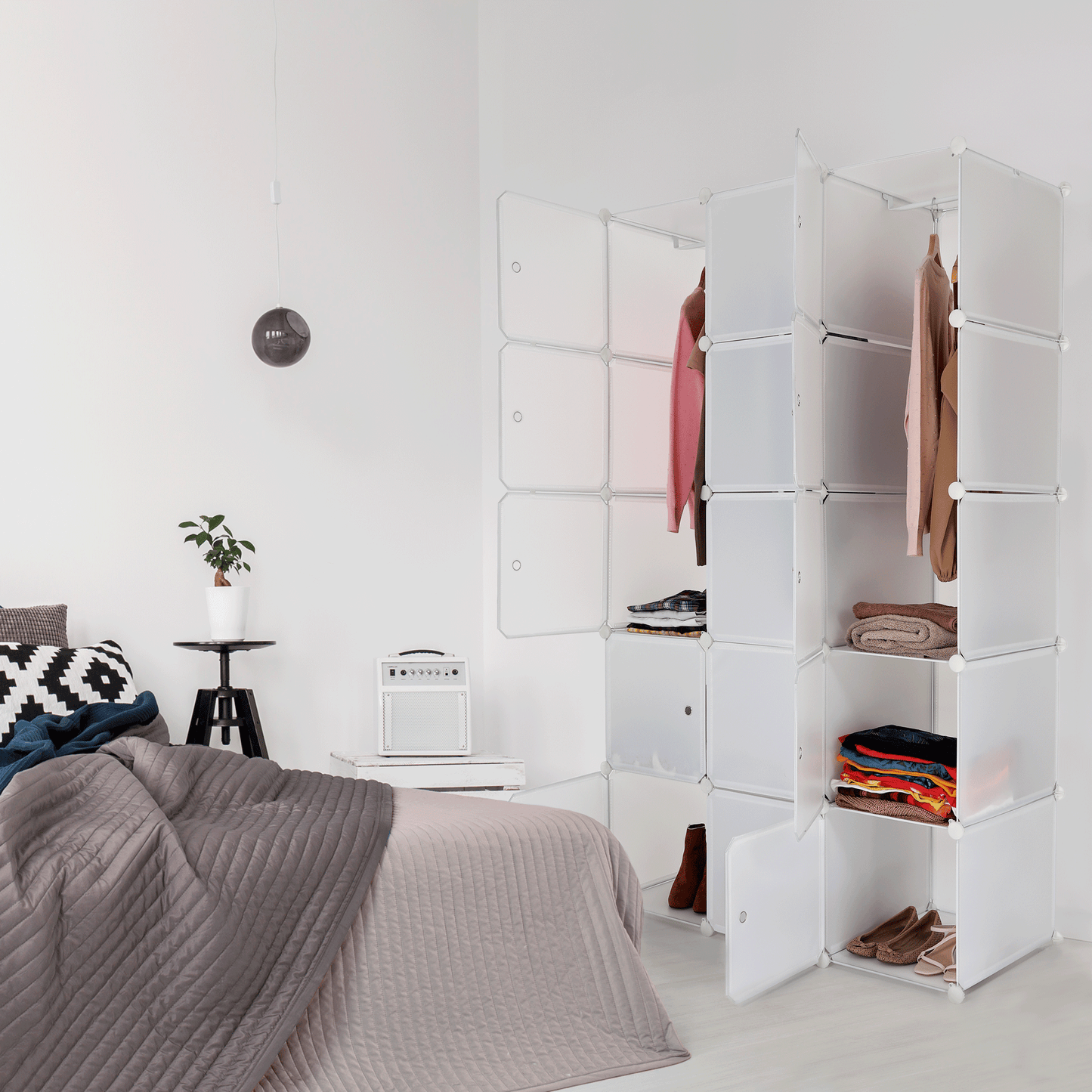 Dulap multifuncţional modular, alb, ZALVO