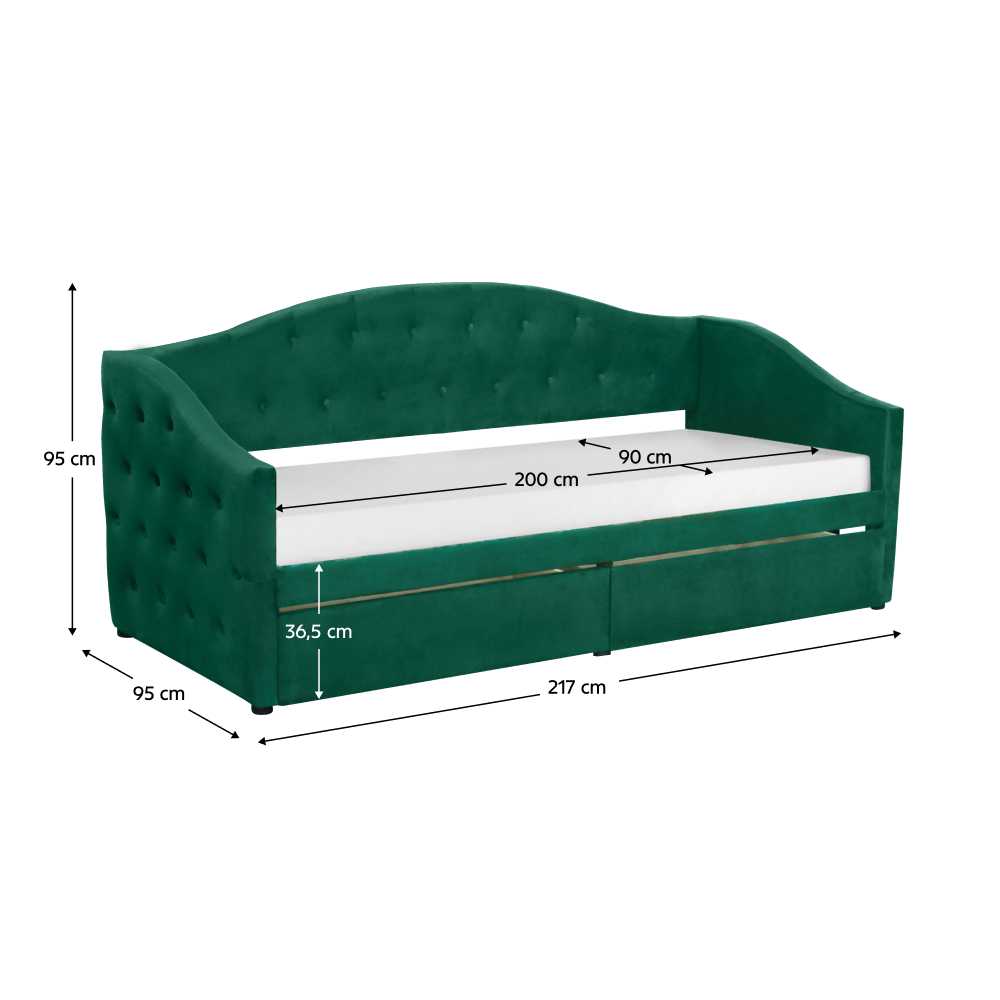 Pat cu spaţiu de depozitare, 90x200, ţesătură Velvet catifea, ZASKA