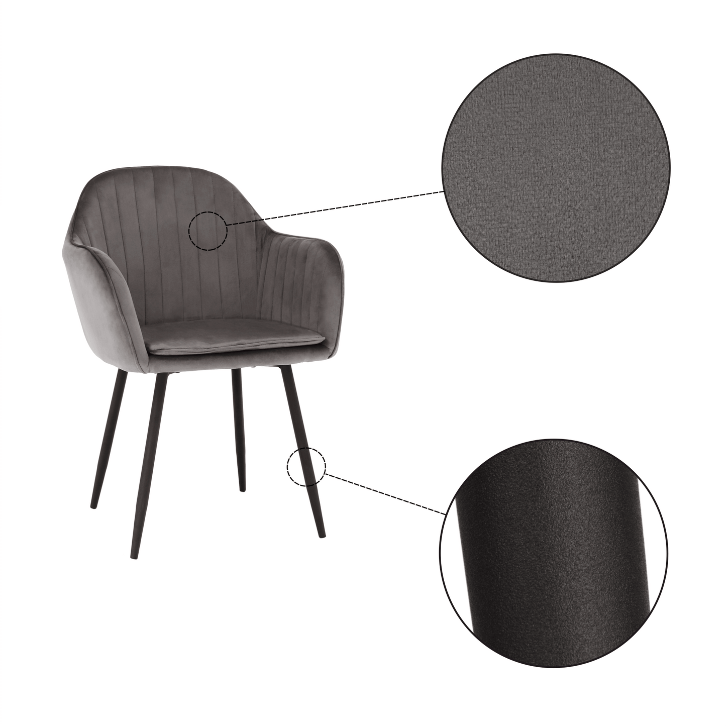 Fotoliu de design, ţesătură catifea gri, ZIRKON