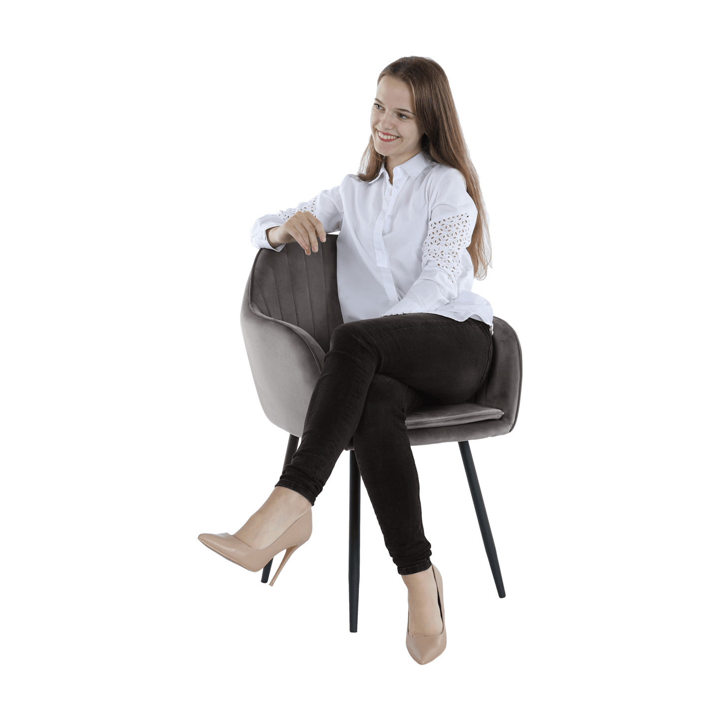 Fotoliu de design, ţesătură catifea gri, ZIRKON