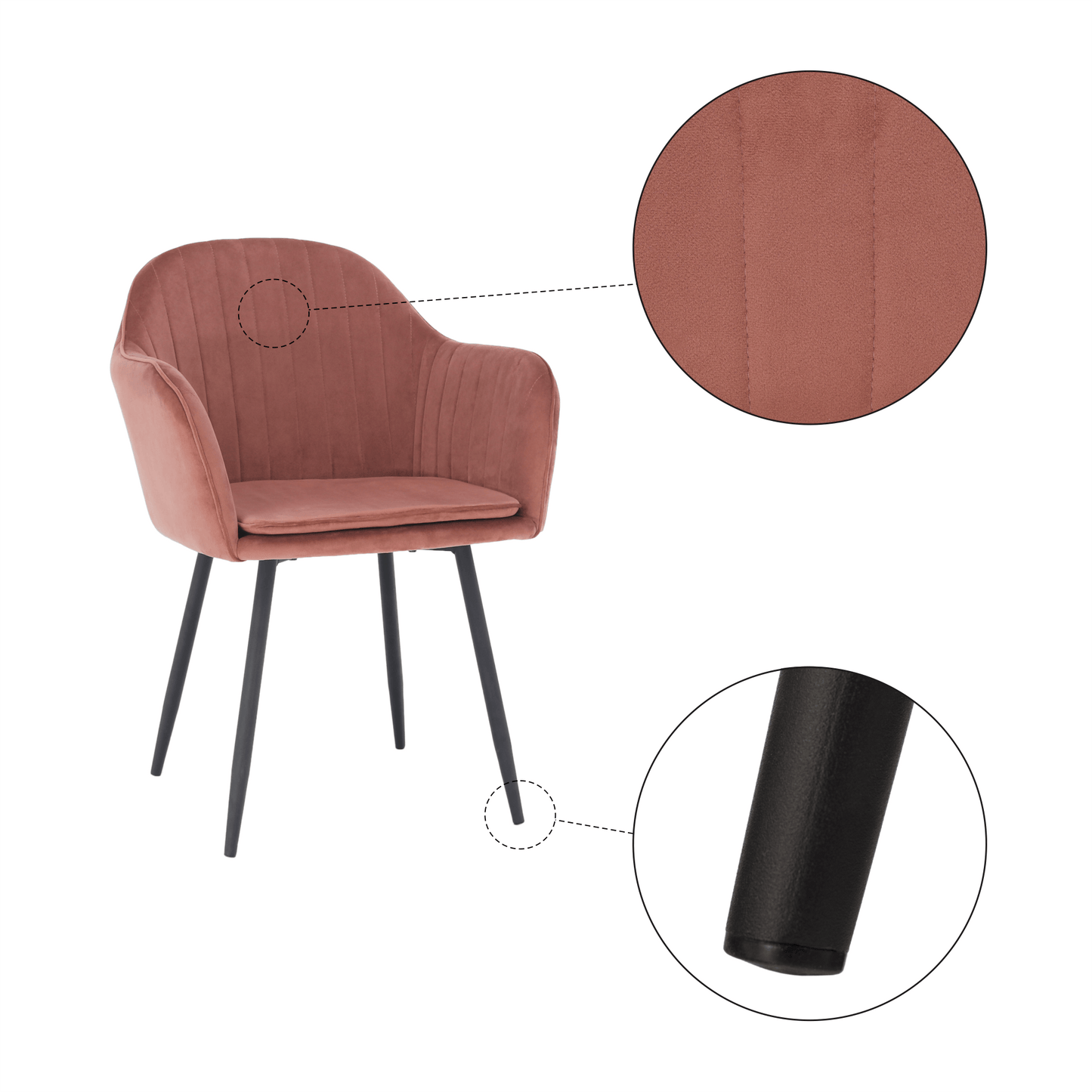 Fotoliu de design, catifea Velvet roz maroniu, ZIRKON